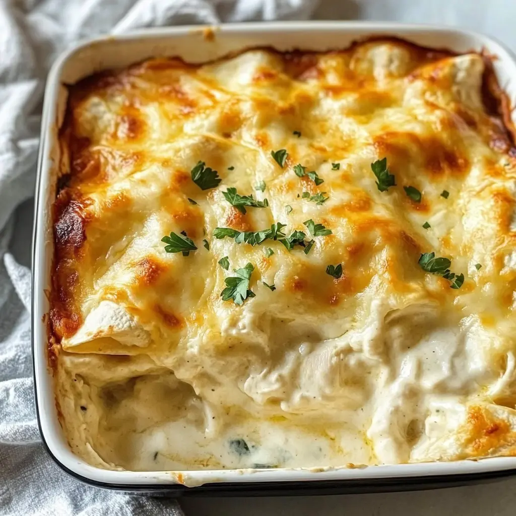 Creamy White Chicken enchiladas Casserole