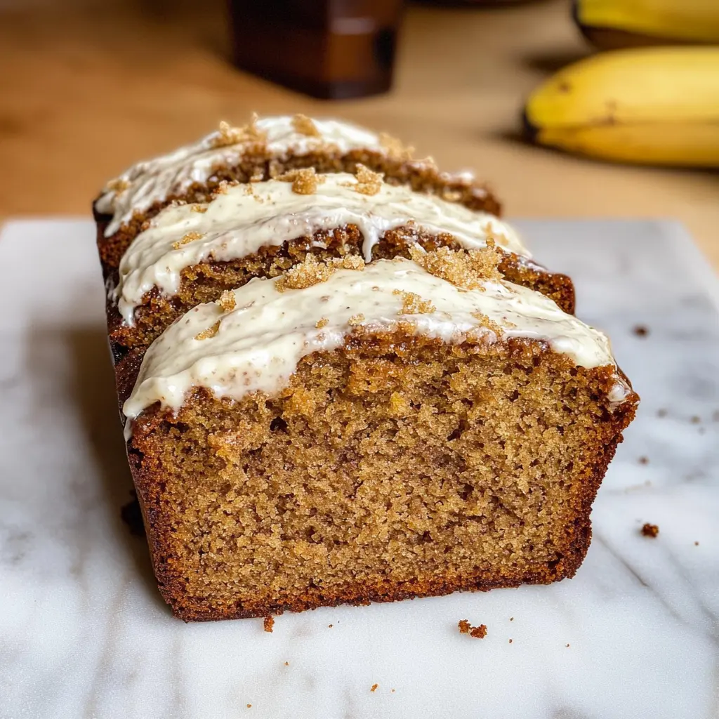 Brown Butter Banana Bread with Cream Cheese Frosting