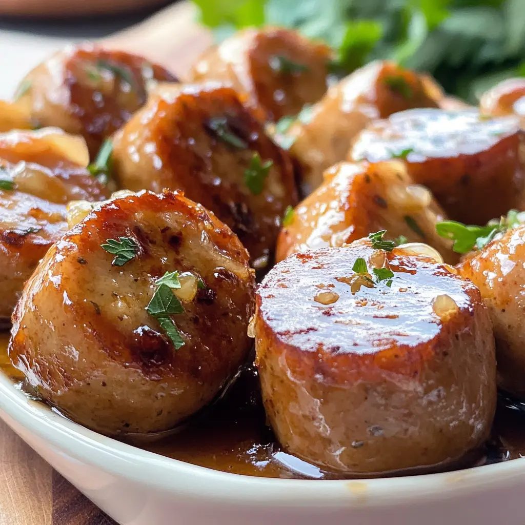 Chicken Apple Sausage Appetizers with Maple Glaze