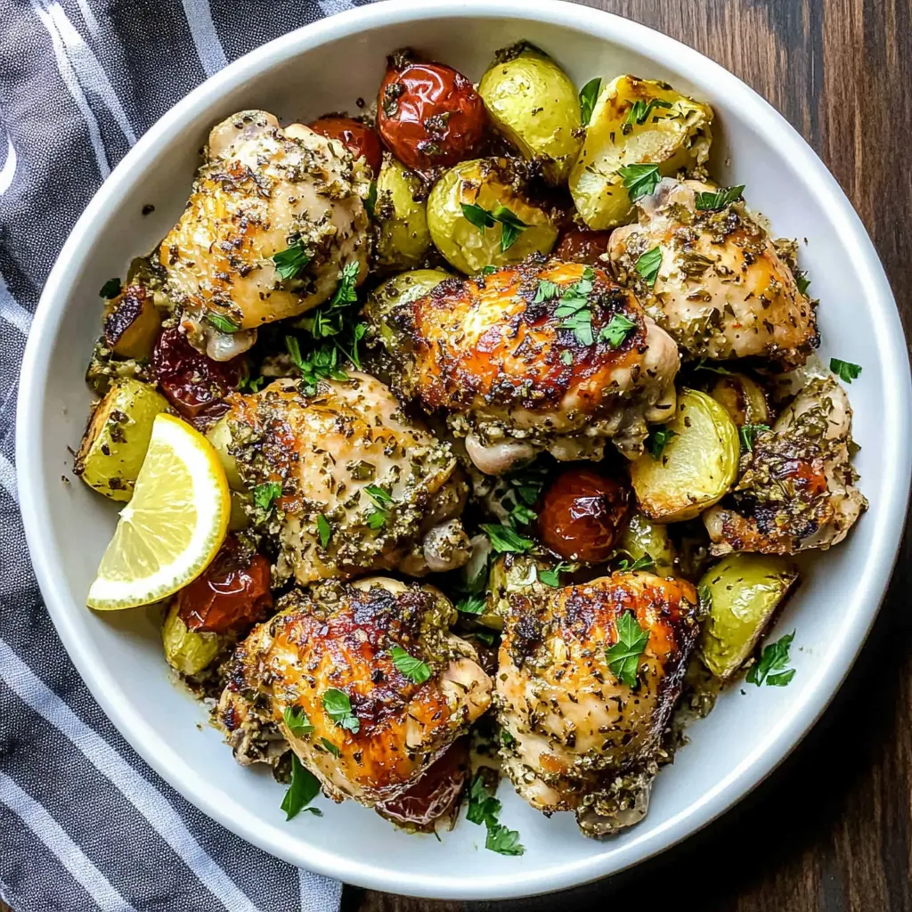 Oven Baked Greek Chicken Thighs