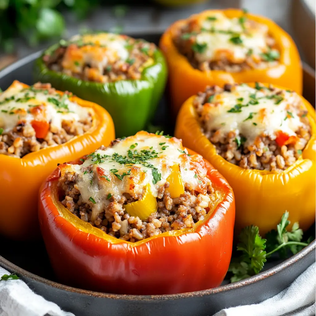 Easy Stuffed Bell Peppers With Ground Beef And Brown Rice