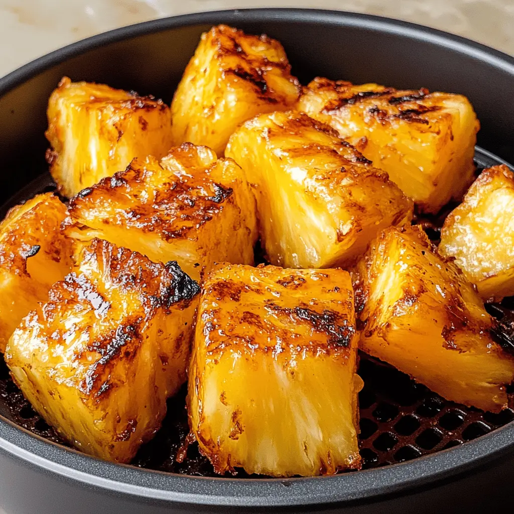 Sweet, juicy grilled pineapple is just a few minutes away with this easy air fryer recipe! Perfect for a summer dessert or a tropical side dish, this recipe highlights the natural sweetness of pineapple and adds a delicious caramelized touch. Save this pin for your next BBQ or picnic, and impress your friends with this simple, flavorful treat!