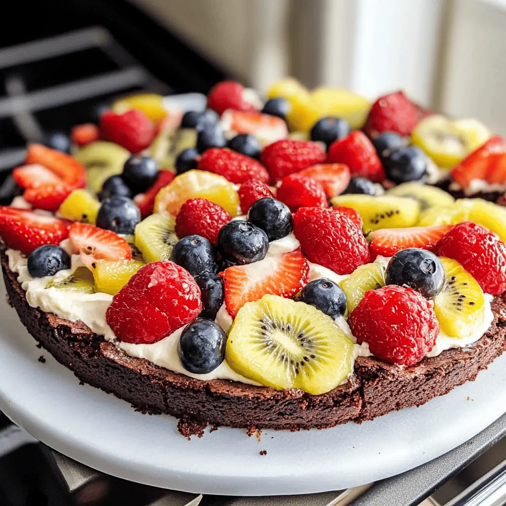 Looking for a fun twist on dessert? This Brownie Fruit Pizza is a delicious and colorful way to enjoy your favorite fruits! Starting with a brownie base and topped with creamy frosting, each slice bursts with freshness from strawberries, blueberries, and kiwi. Perfect for parties, potlucks, and family gatherings! Save this recipe and impress your guests with this crowd-pleaser!