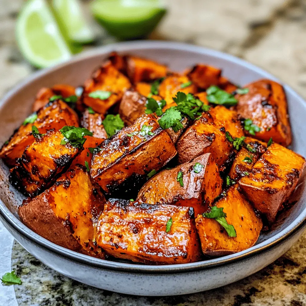 These Chili + Honey Roasted Sweet Potatoes with Lime Juice are the perfect blend of sweet and spicy! With their crispy edges and a zesty kick from lime, they make an irresistible side dish or healthy snack. Perfect for cozy dinners or as a vibrant addition to any meal. Save this recipe for your next gathering or weeknight dinner; your taste buds will thank you!
