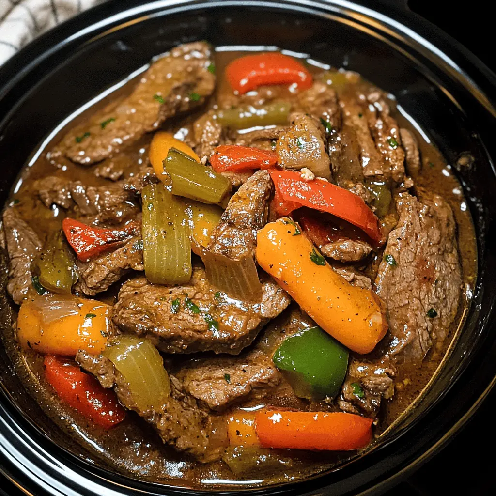 Warm up your dinner table with this easy Crock Pot Pepper Steak recipe! Featuring tender strips of beef simmered with colorful bell peppers in a flavorful sauce, it's perfect for busy weeknights. With just a few simple ingredients, you can create a dish that's both delicious and satisfying. Save this recipe for your next family meal or gathering!