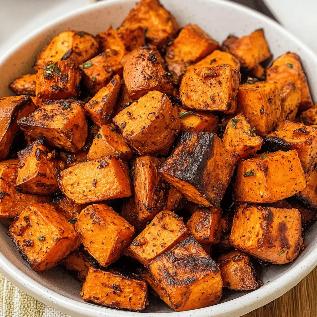 Transform your meals with these Easy Roasted Sweet Potato Cubes! Perfectly crispy on the outside and tender on the inside, these flavorful bites are made with just a few simple ingredients. Whether as a side dish or a healthy snack, they're sure to please everyone. Save this recipe for your next dinner or family gathering for a delicious addition to your table!