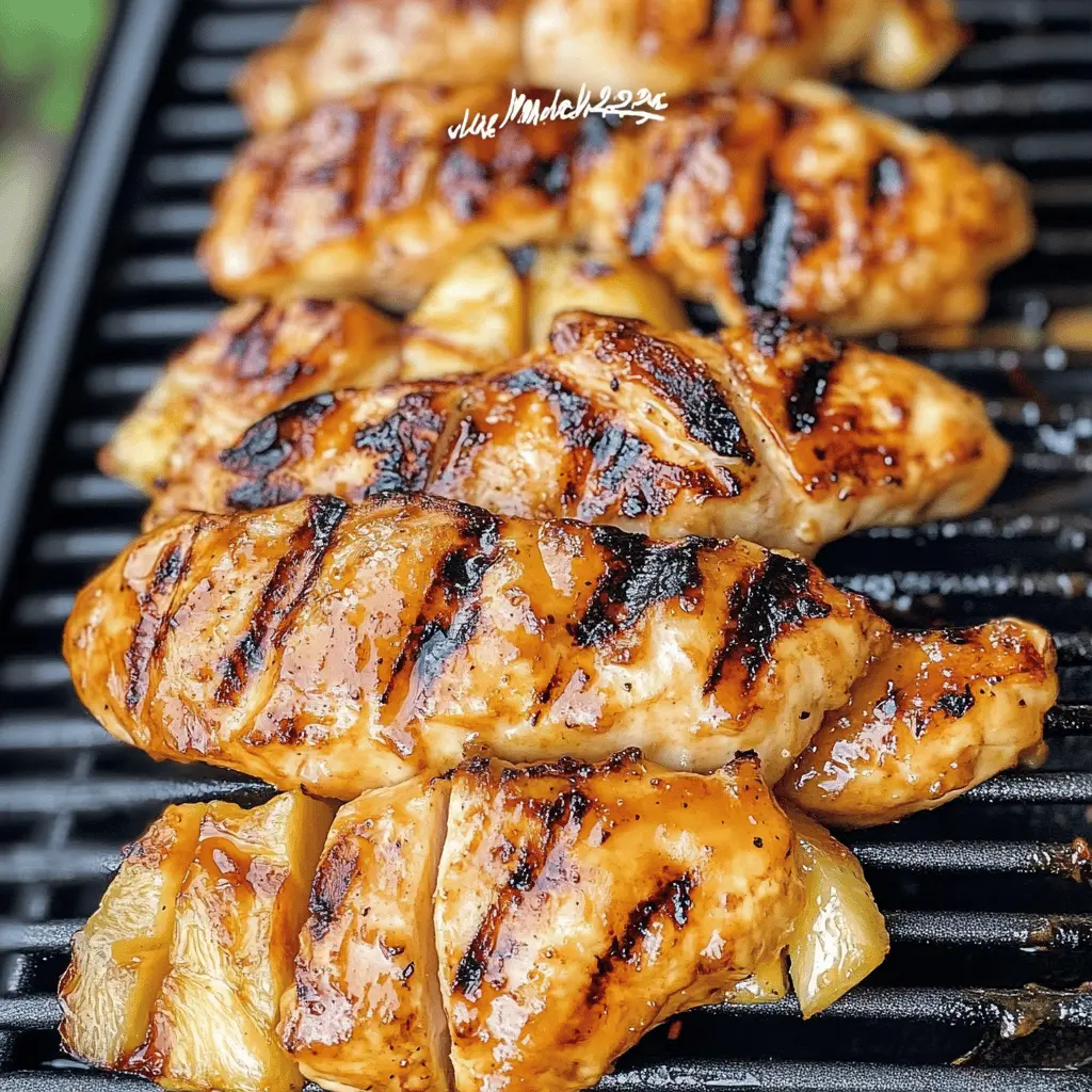 Tender chicken marinated in a sweet honey-pineapple mix! This Honey Pineapple Grilled Chicken recipe combines juicy pineapple and delicious flavors, perfect for summer BBQs or family dinners. Quick to prepare and full of tropical goodness, save this recipe for your next gathering or a weeknight treat! Don't miss out on this flavorful dish.