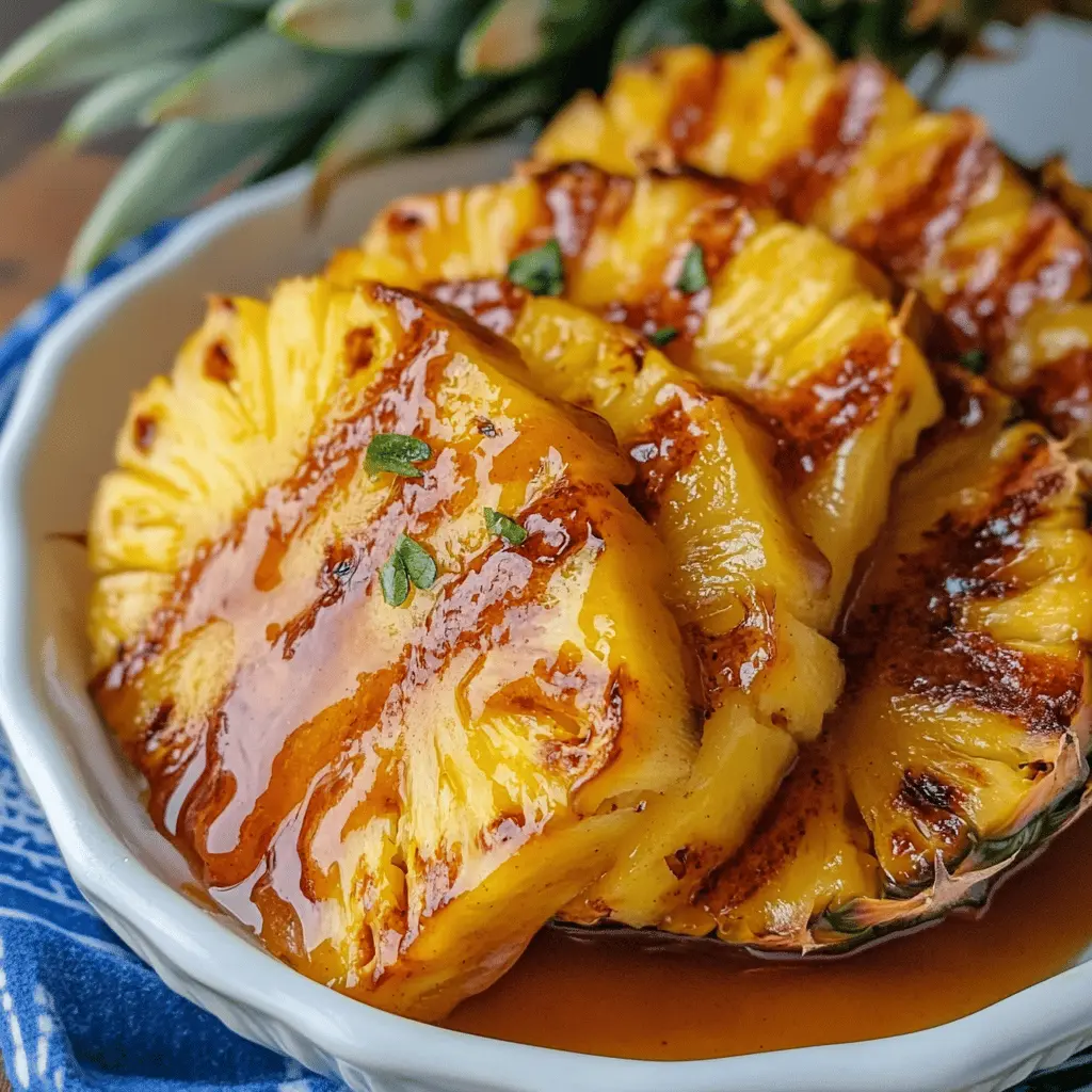 Get ready to treat your taste buds with this Roasted Pineapple with Honey Cinnamon Glaze! This deliciously sweet dessert features juicy pineapple drizzled with a warm, fragrant honey-cinnamon blend. Perfect for summer gatherings or a cozy night in, this simple recipe will surely impress your guests. Save this pin for your next sweet craving!