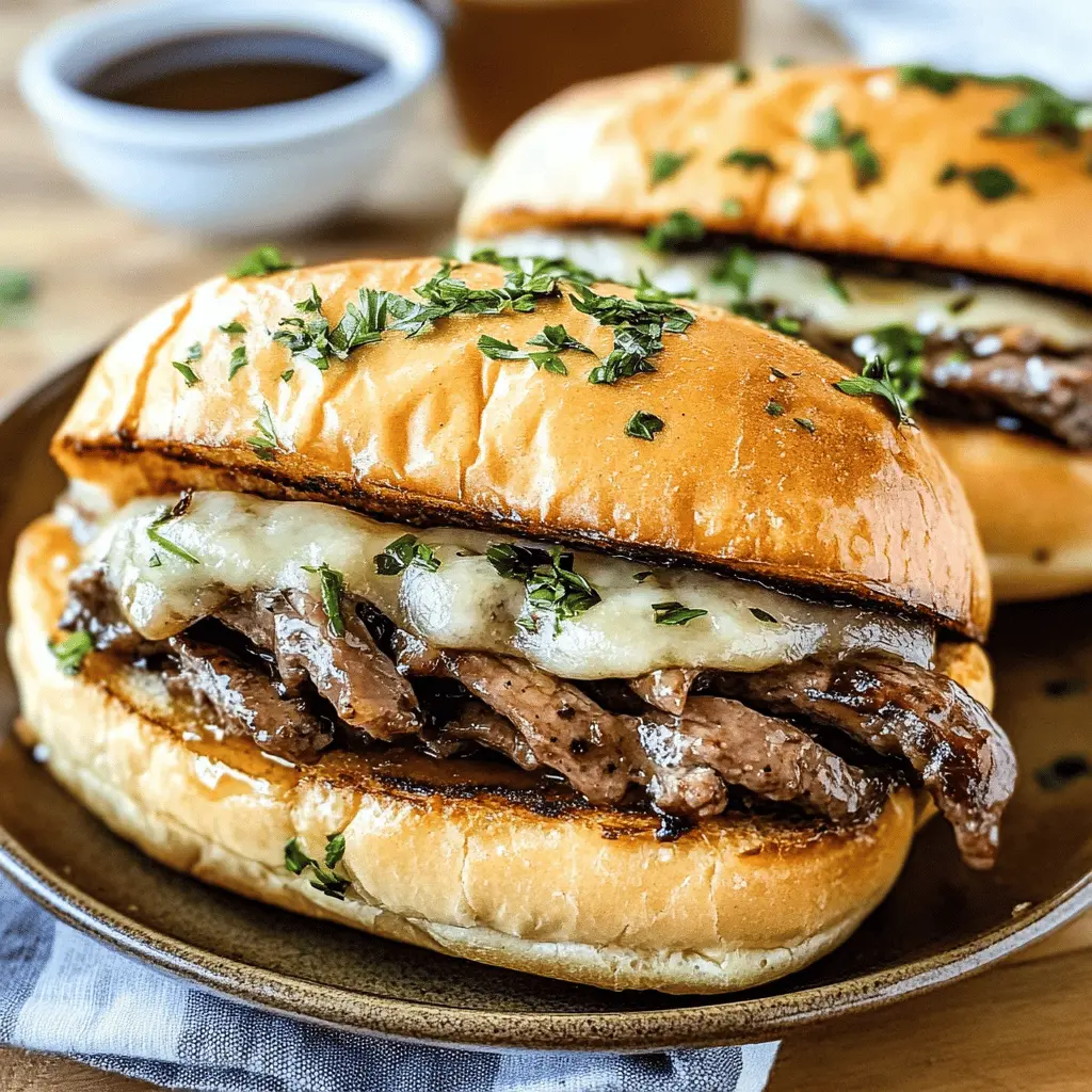 Warm up your dinner plans with these Slow Cooker French Dip Sandwiches! Juicy, tender beef simmered in a flavorful broth, served on crusty rolls with melted cheese—perfect for a cozy meal. This simple recipe is ideal for weeknight dinners or gatherings. Save it now for a delicious treat everyone will love!
