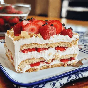 Beat the heat with this simple and delicious no-bake Strawberry Icebox Cake! Layered with fresh strawberries and creamy whipped topping, this dessert is perfect for warm days and gatherings. Ideal for potlucks or summer parties, save this recipe for an easy treat that's sure to impress. Your taste buds will thank you!