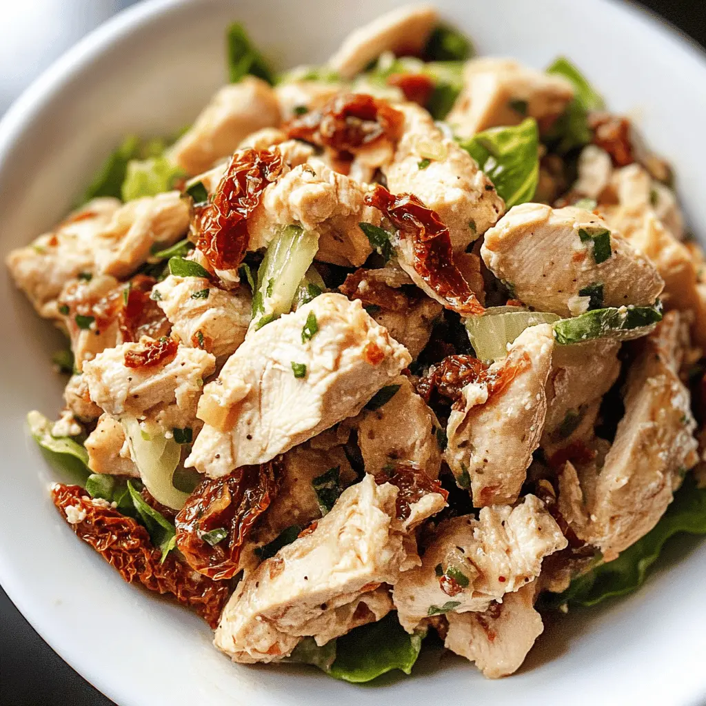 This Sun-dried Tomato Chicken Salad is a flavorful twist on a classic dish! With juicy chicken, tangy sun-dried tomatoes, and fresh greens, it’s perfect for lunch or a light dinner. Packed with protein and vibrant flavors, this recipe will keep you satisfied. Save it now for your next meal prep or picnic! Enjoy the refreshing taste anytime!